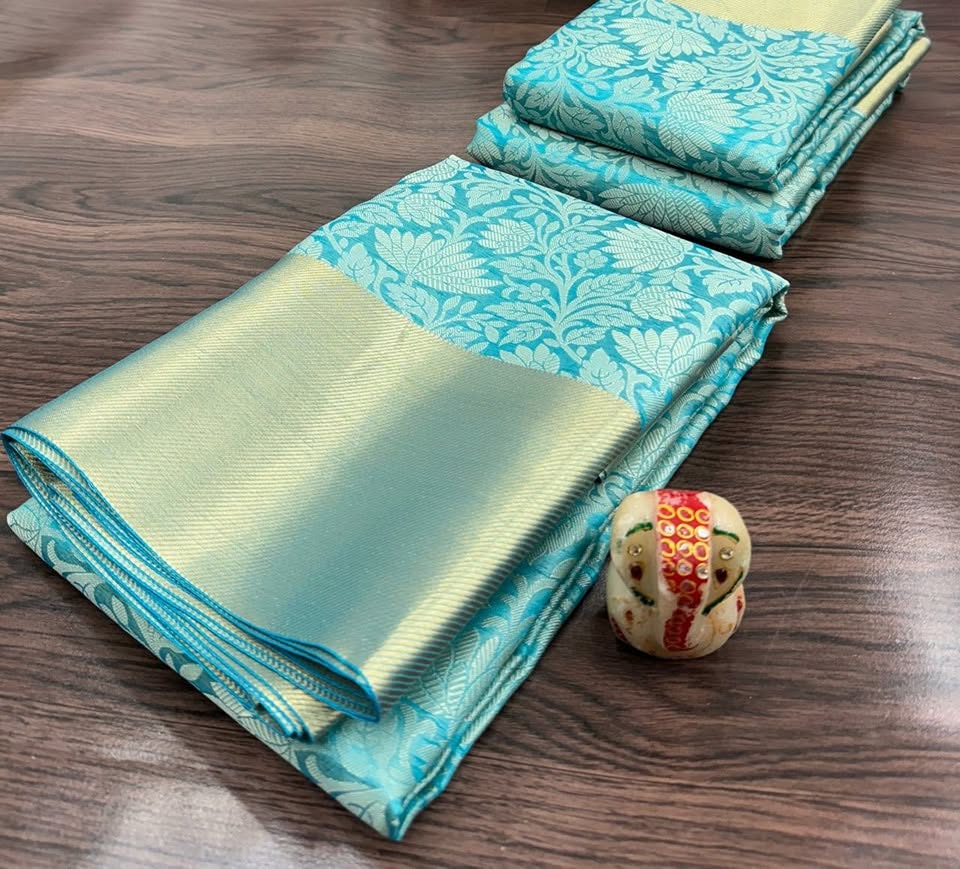 HAAHAA's Banarasi Art Silk Saree – Lightweight wedding saree with Blouse Piece (Teal Green, Gold Border)