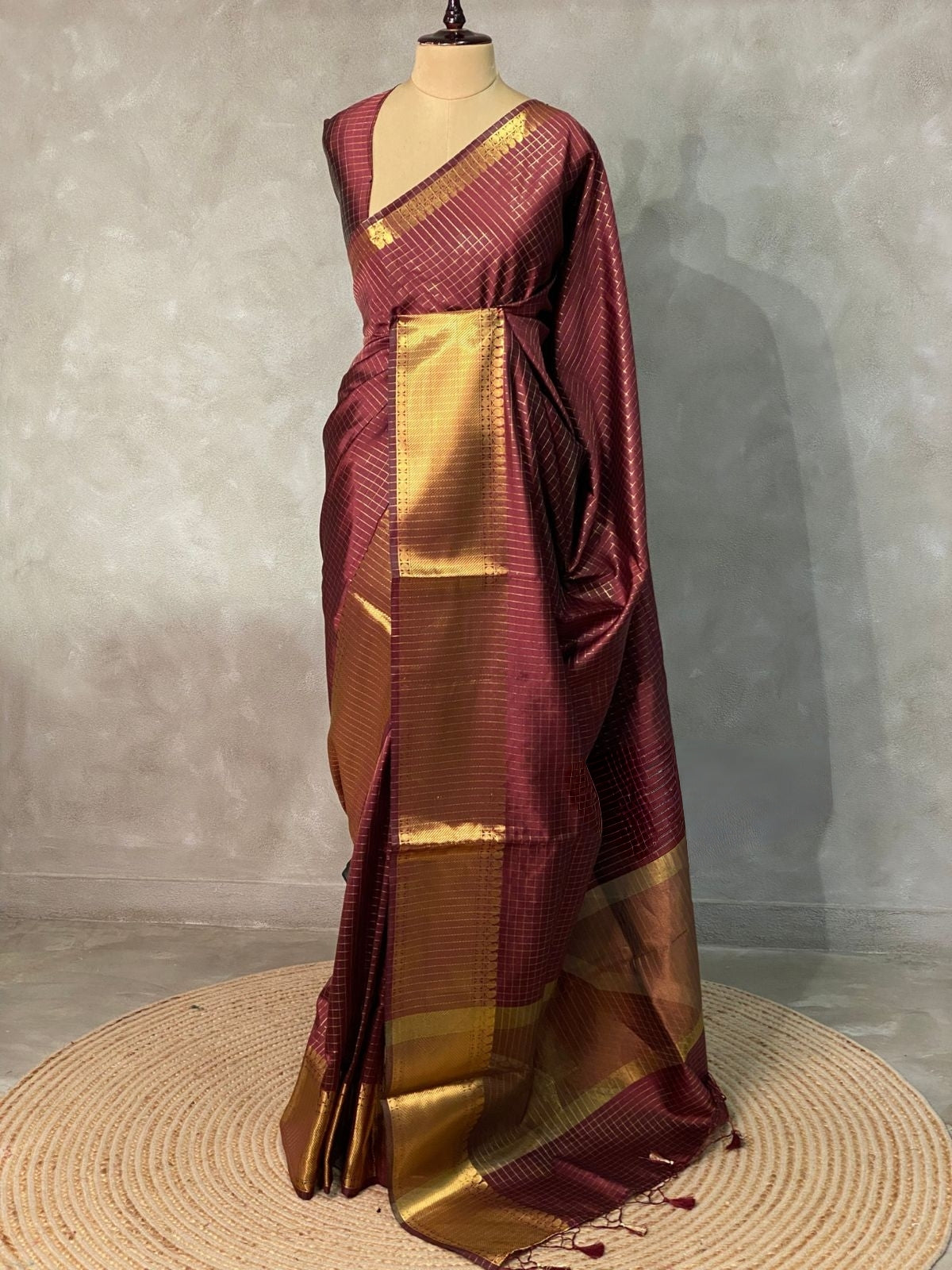 HAAHAA's Women's Soft Silk Saree with Blouse | function saree with premium quality border and checks