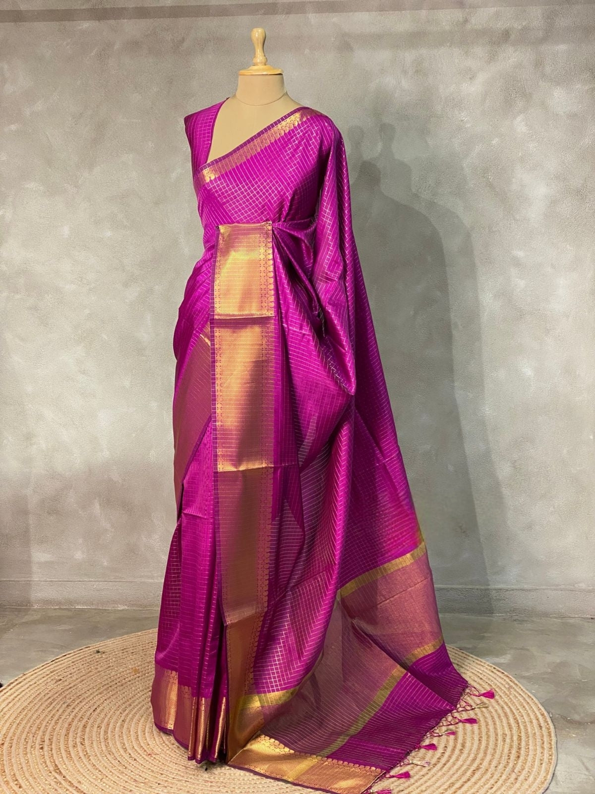 HAAHAA's Women's Soft Silk Saree with Blouse | function saree with premium quality border and checks