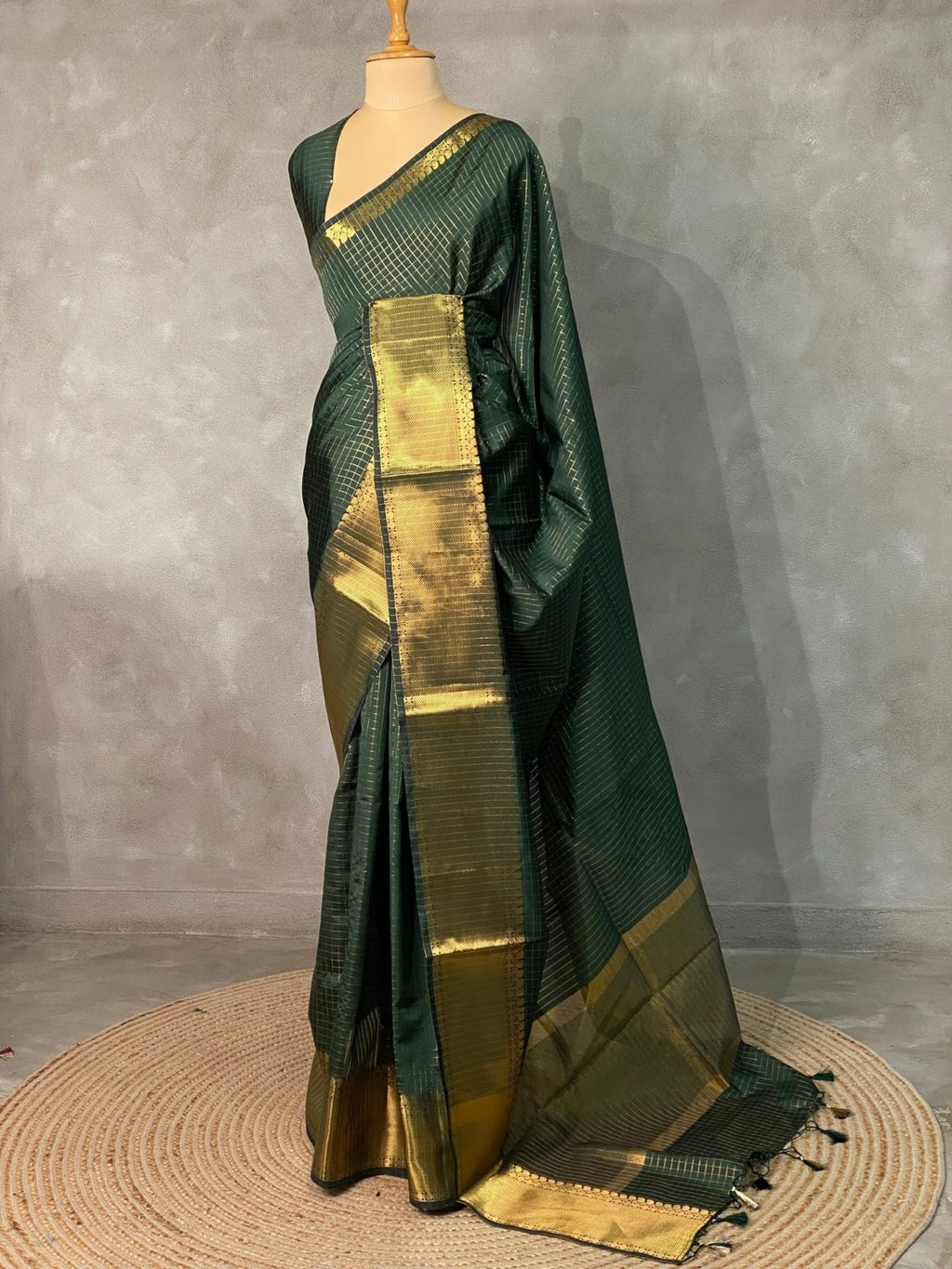 HAAHAA's Women's Soft Silk Saree with Blouse | function saree with premium quality border and checks