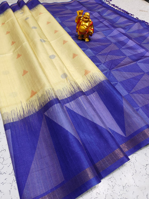Cotton Soft Silk Saree with Silver Zari, 6.25 m - House of HAAHAA