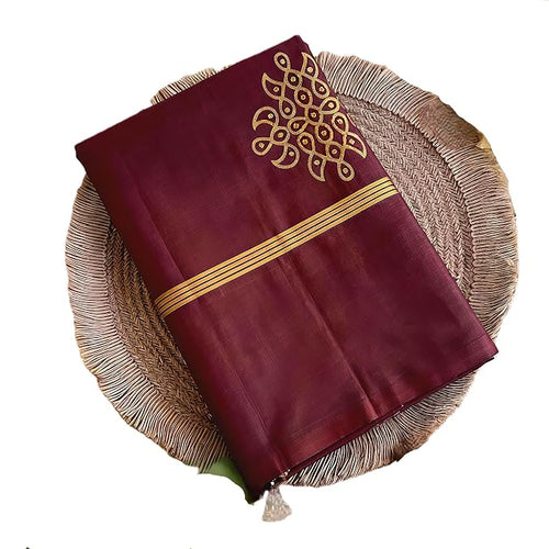 Kolam Soft Silk Saree with Blouse for Women - House of HAAHAA