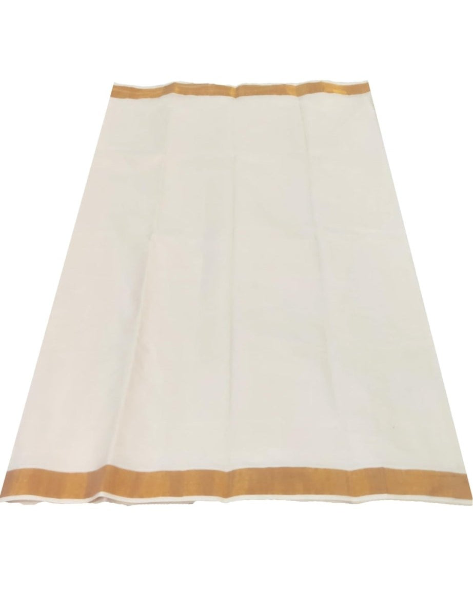 Original Kerala kasavu plain/solid cotton saree - House of HAAHAA