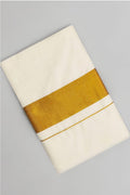 Original Kerala kasavu plain/solid cotton saree - House of HAAHAA