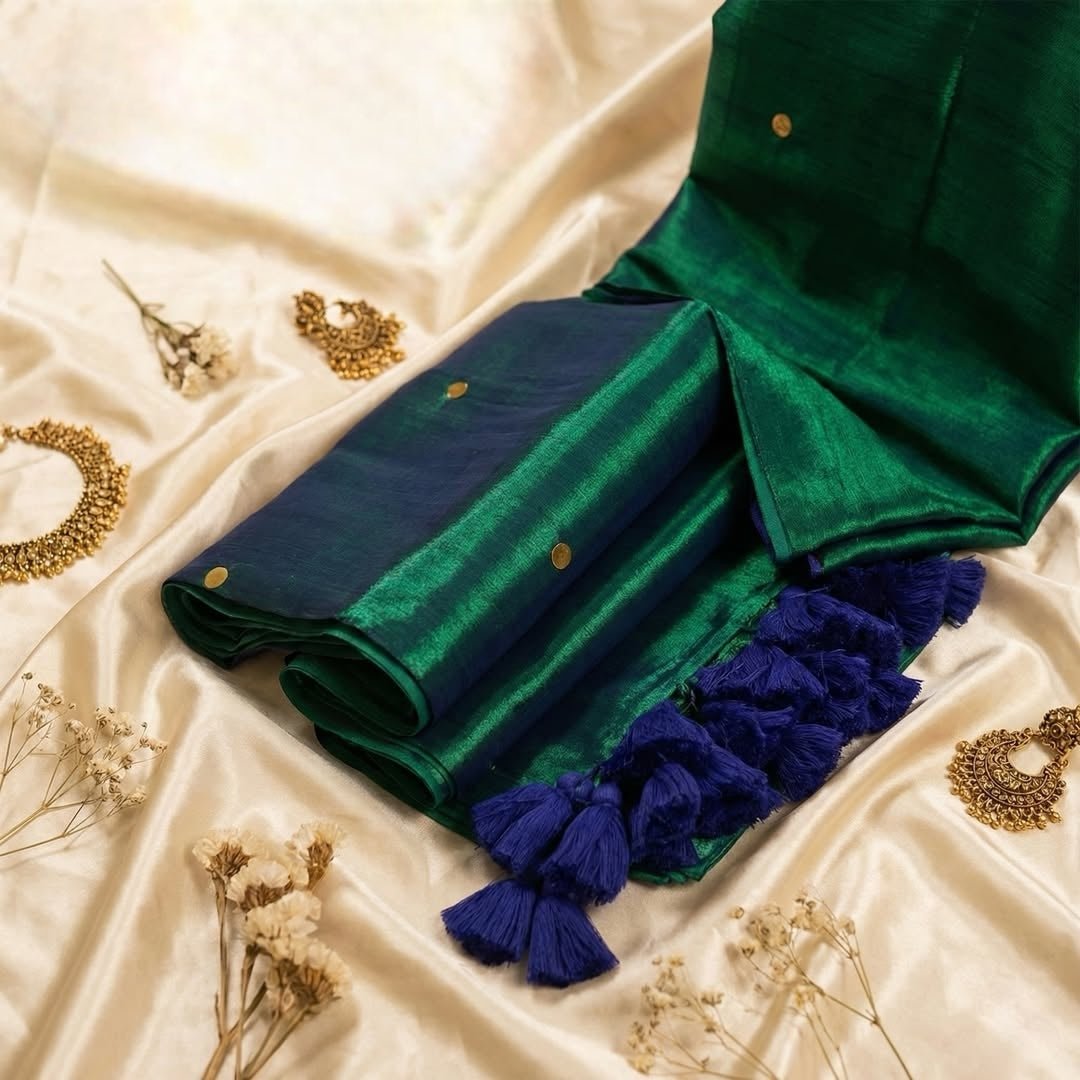Peacock blue kadhi cotton saree with jimiki embroidery - House of HAAHAA