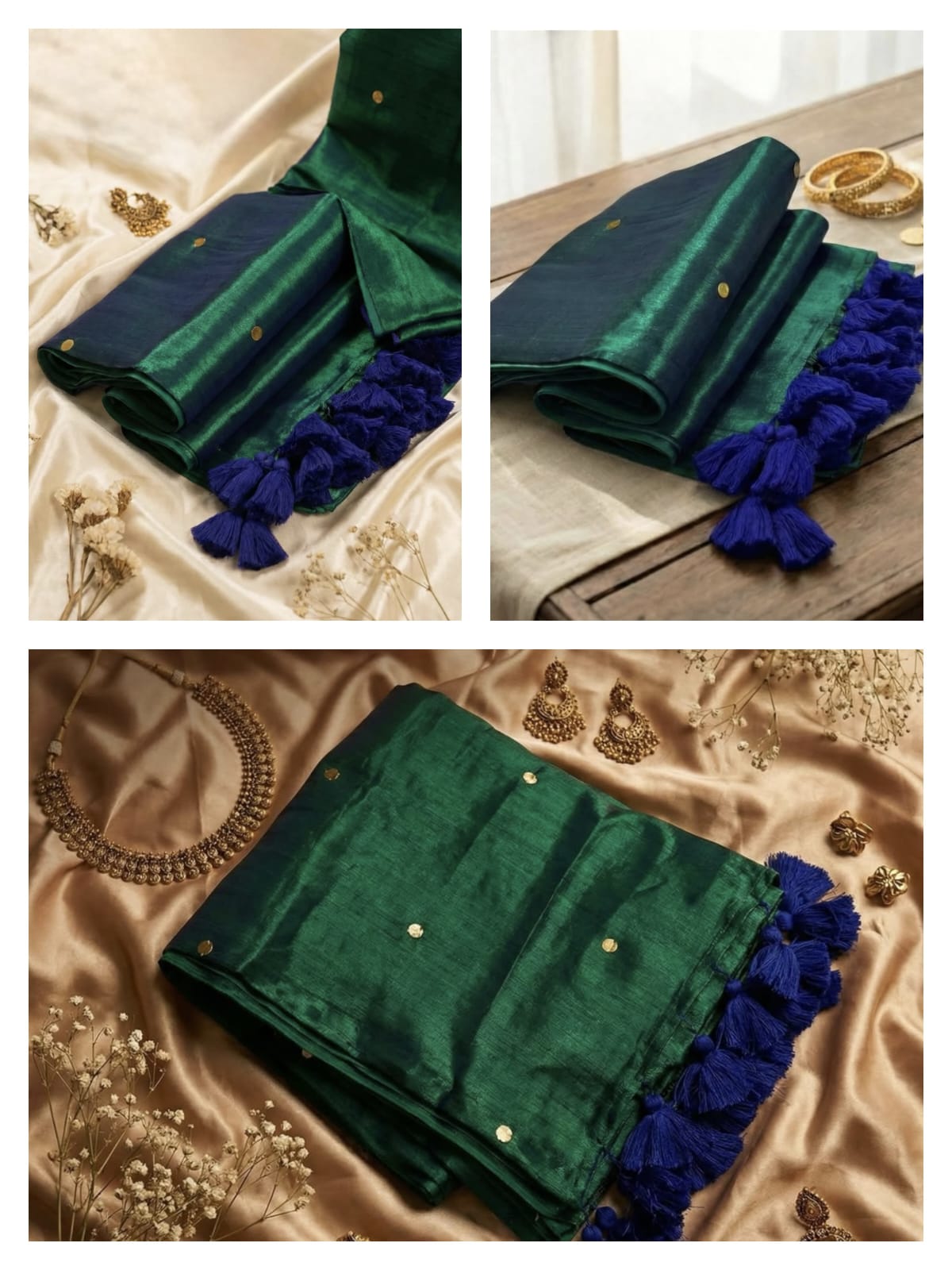 Peacock blue kadhi cotton saree with jimiki embroidery - House of HAAHAA