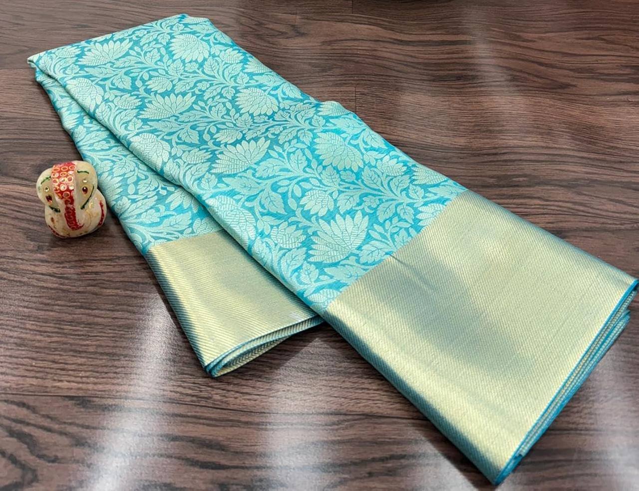 HAAHAA's Banarasi Art Silk Saree – Lightweight wedding saree with Blouse Piece (Teal Green, Gold Border)