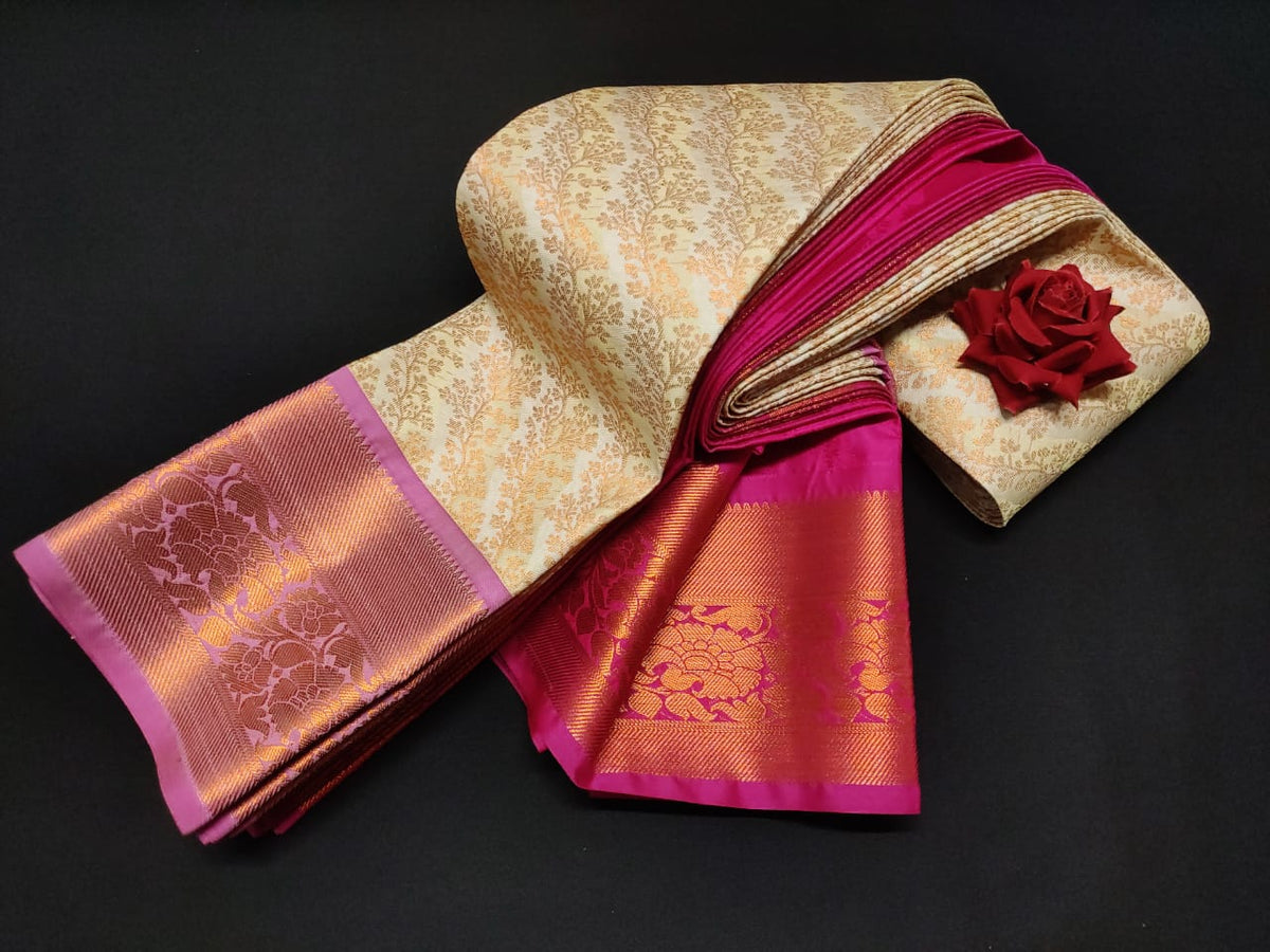 Premium quality all self jari work and rich gold jari border saree for wedding, anniversary wear saree - House of HAAHAA