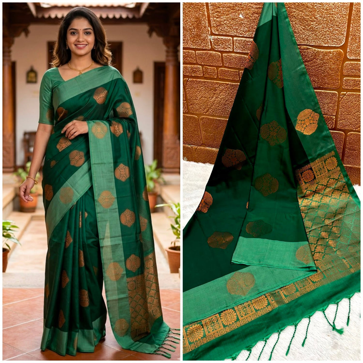 Premium quality soft silk saree for college and office wear saree - House of HAAHAA