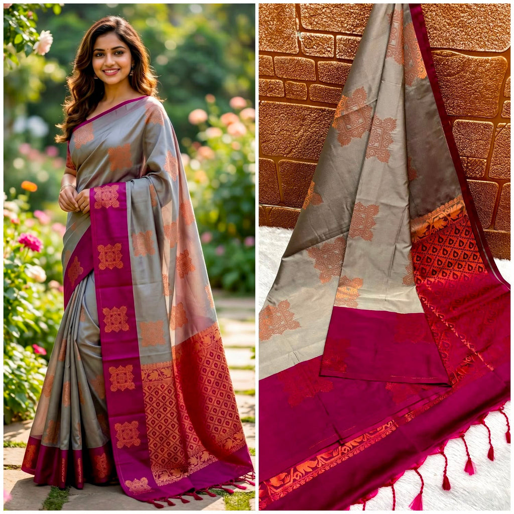Premium quality soft silk saree for college and office wear saree - House of HAAHAA