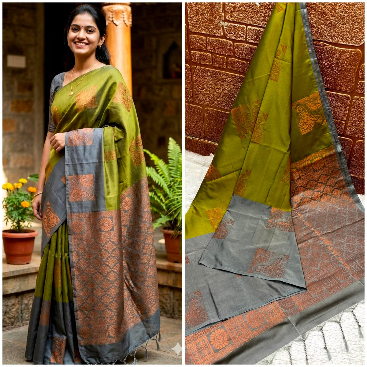 Premium quality soft silk saree for college and office wear saree - House of HAAHAA