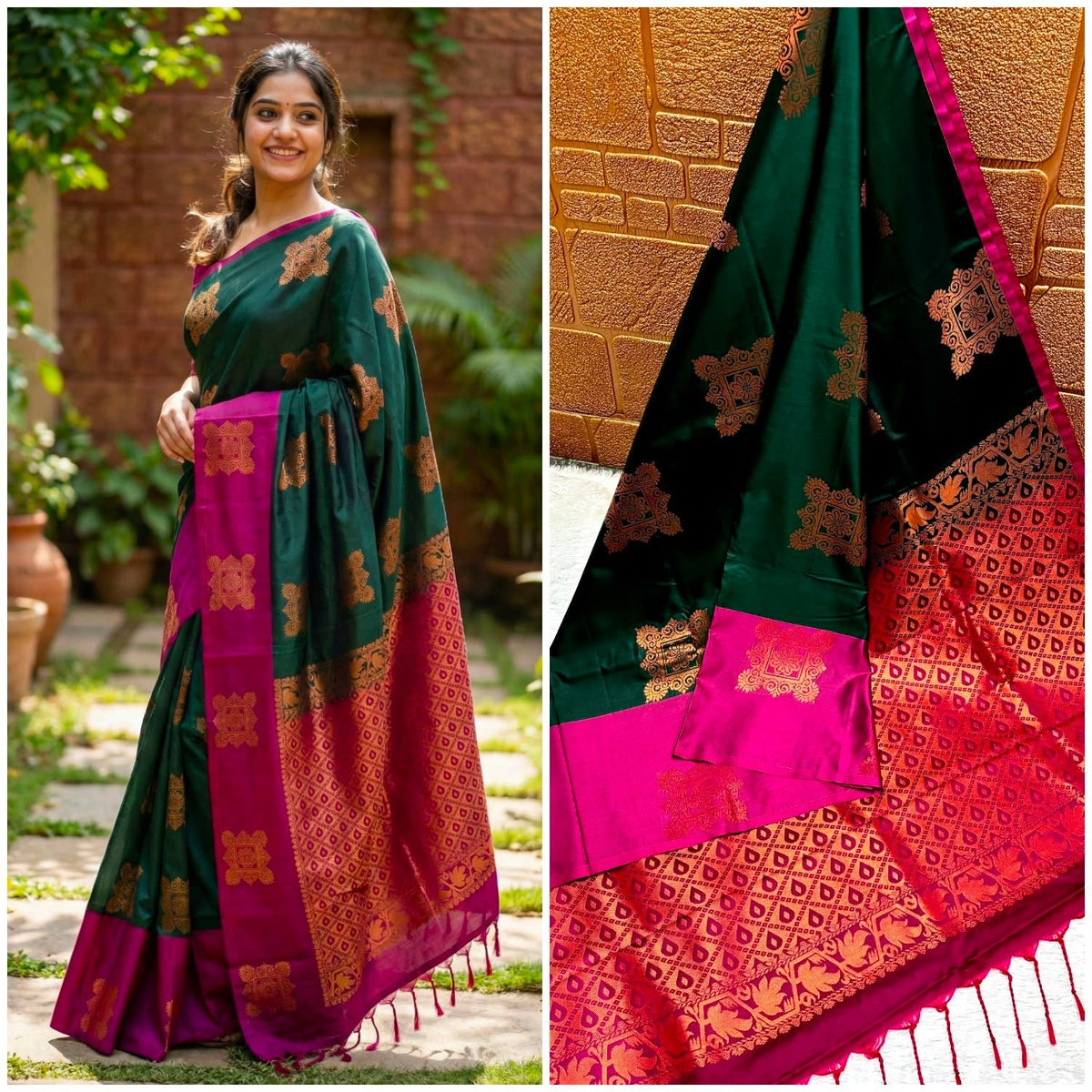 Premium quality soft silk saree for college and office wear saree - House of HAAHAA