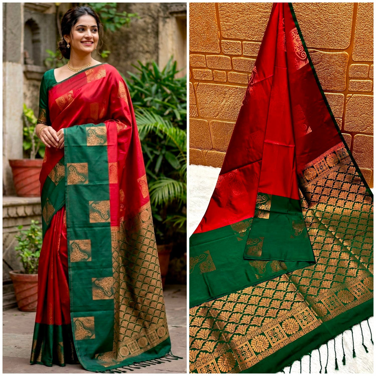 Premium quality soft silk saree for college and office wear saree - House of HAAHAA