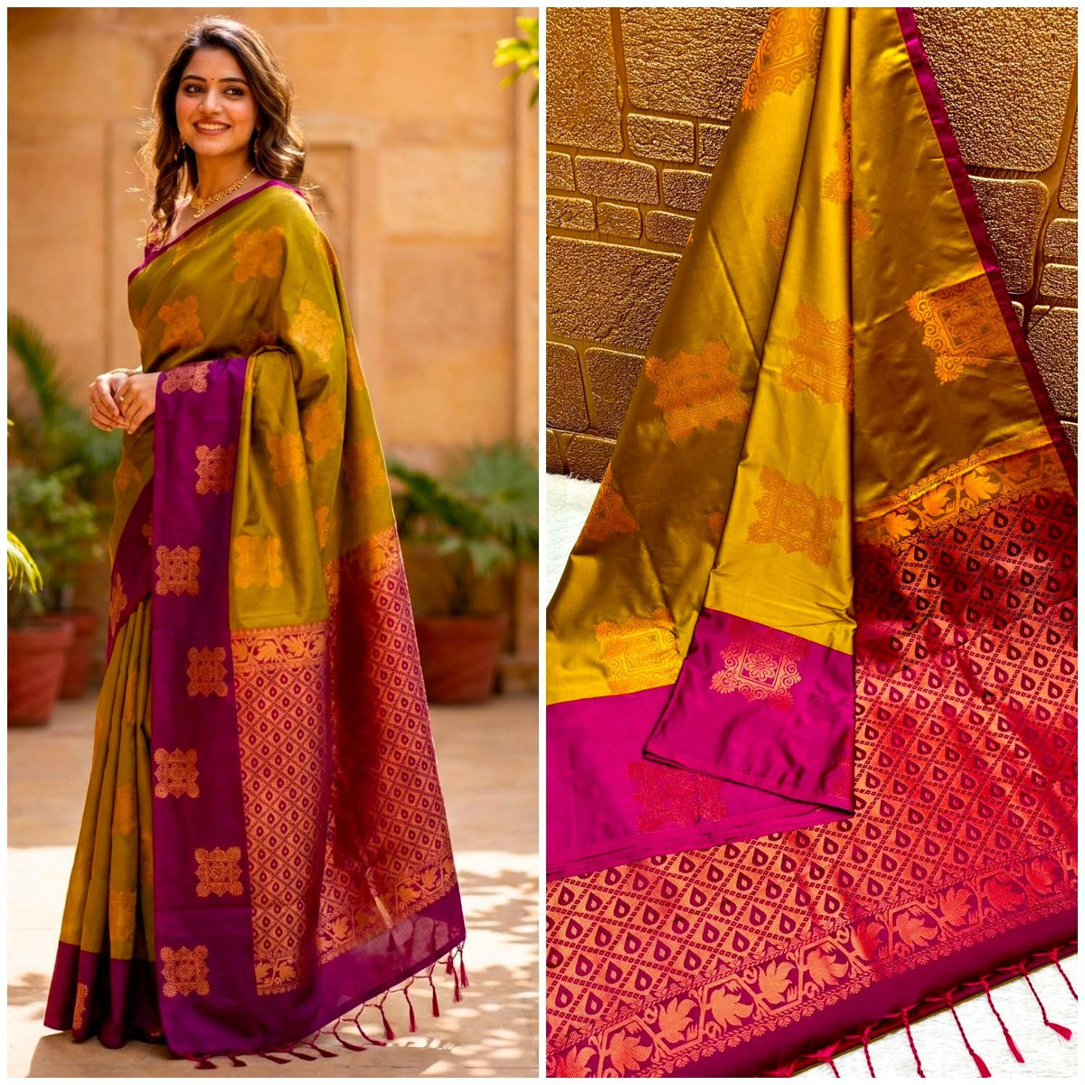 Premium quality soft silk saree for college and office wear saree - House of HAAHAA