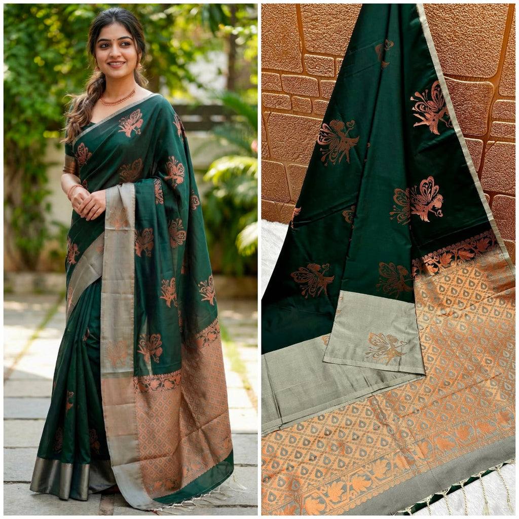 Premium quality soft silk saree for college and office wear saree - House of HAAHAA