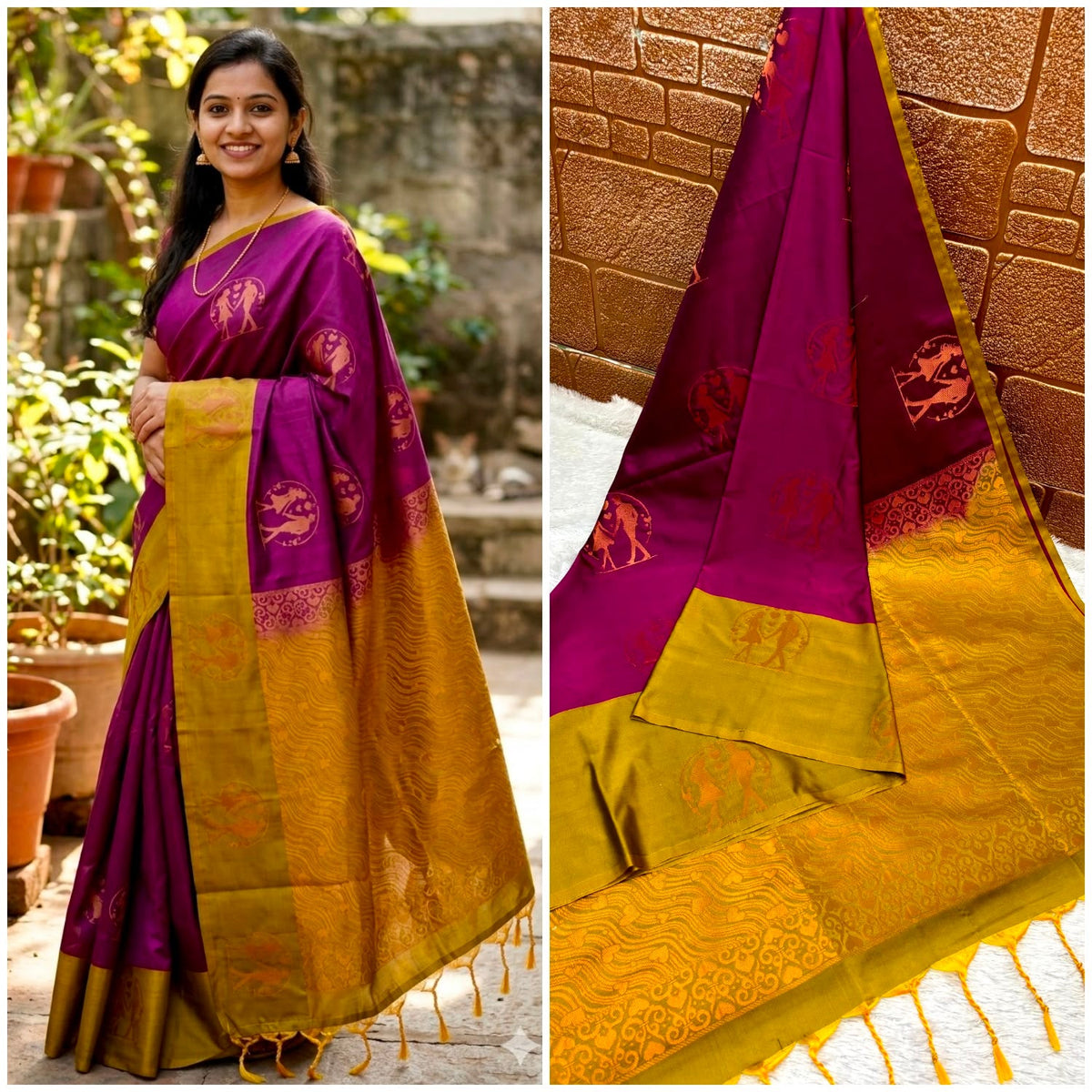 Premium quality soft silk saree for college and office wear saree - House of HAAHAA