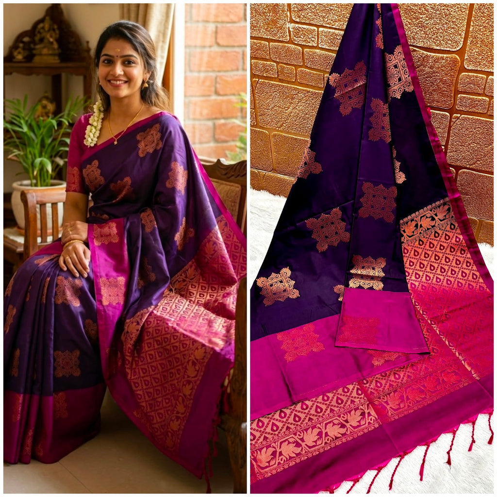 Premium quality soft silk saree for college and office wear saree - House of HAAHAA