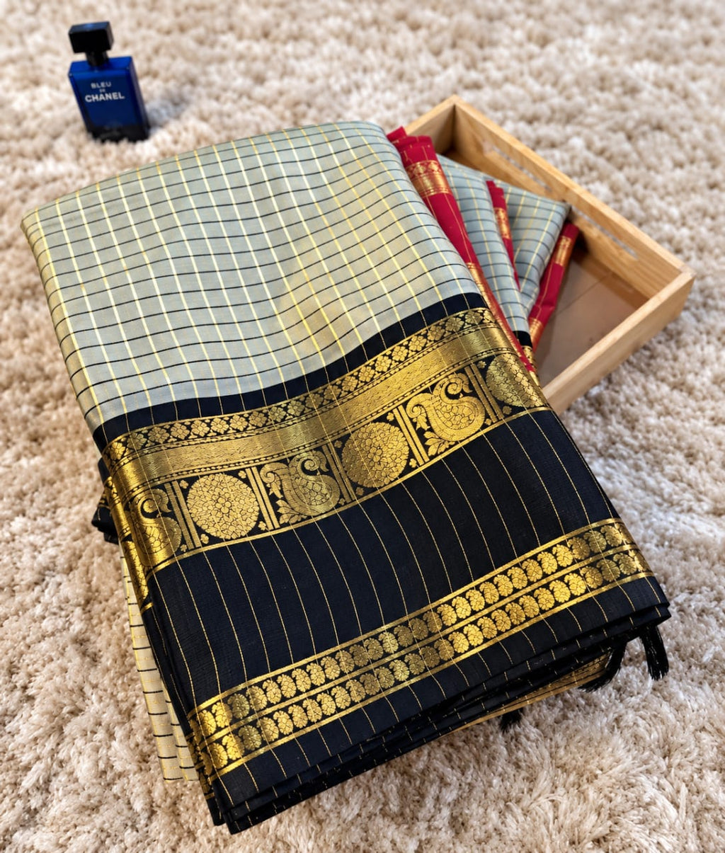 Premium Soft Sandal Saree with Black Border & Blouse - House of HAAHAA